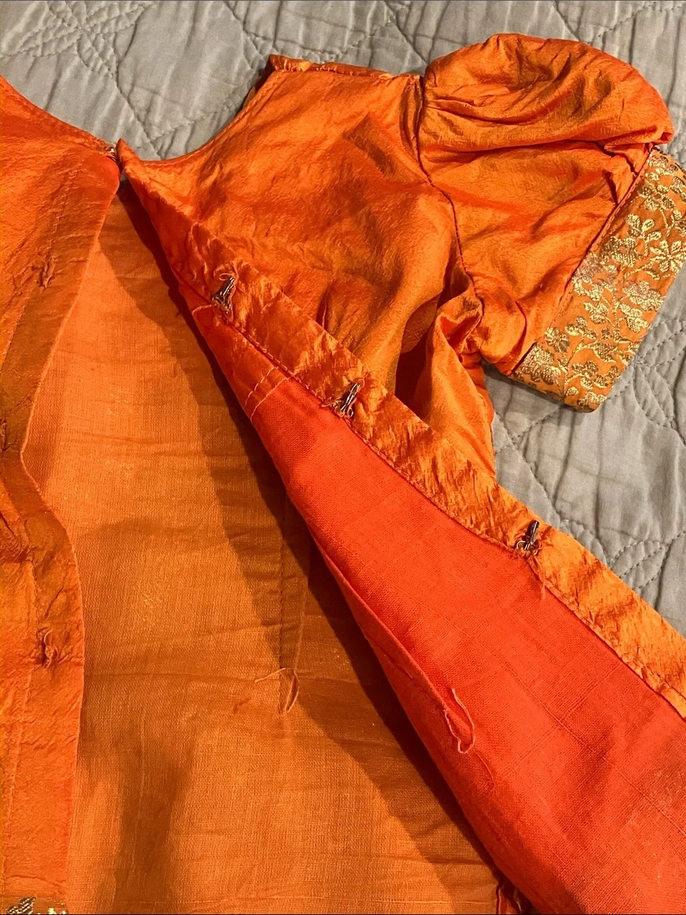 Handmade Orange silk, children's India dress - Size 4T